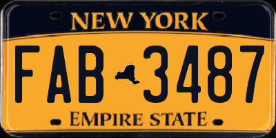 NY license plate FAB3487