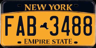 NY license plate FAB3488