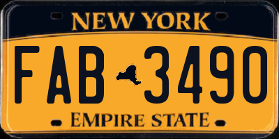 NY license plate FAB3490