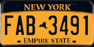 NY license plate FAB3491