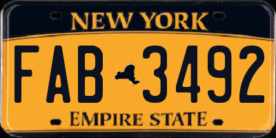 NY license plate FAB3492