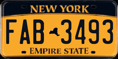 NY license plate FAB3493