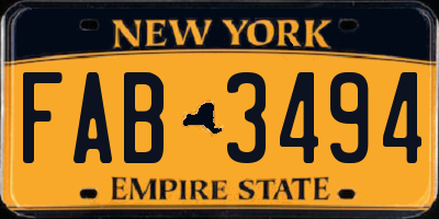 NY license plate FAB3494