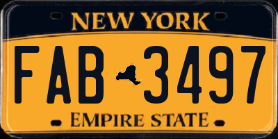 NY license plate FAB3497