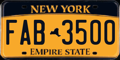 NY license plate FAB3500