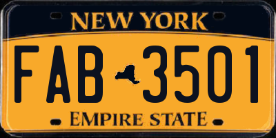 NY license plate FAB3501