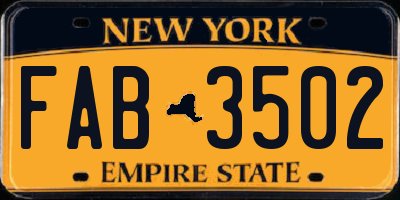 NY license plate FAB3502