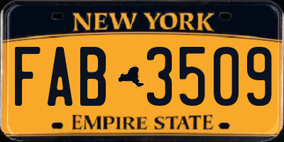 NY license plate FAB3509