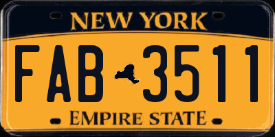 NY license plate FAB3511