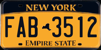 NY license plate FAB3512