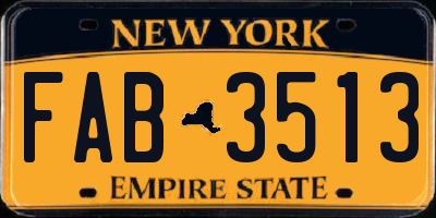 NY license plate FAB3513