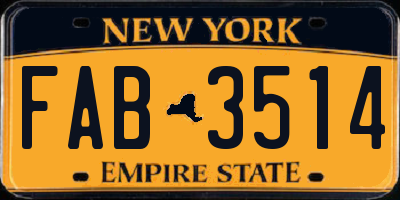 NY license plate FAB3514