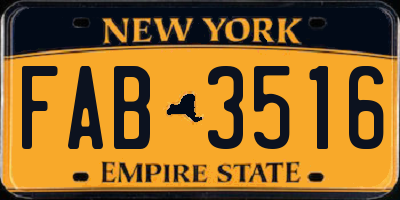 NY license plate FAB3516