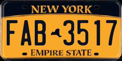 NY license plate FAB3517