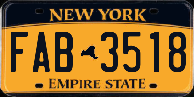 NY license plate FAB3518