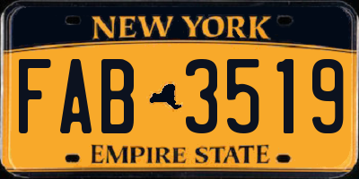 NY license plate FAB3519