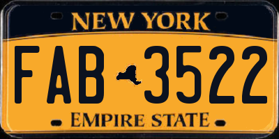 NY license plate FAB3522