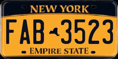 NY license plate FAB3523