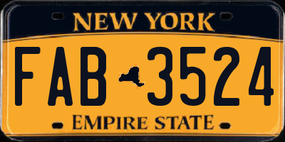 NY license plate FAB3524