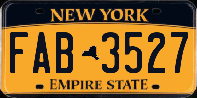 NY license plate FAB3527