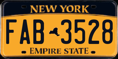 NY license plate FAB3528