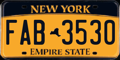 NY license plate FAB3530