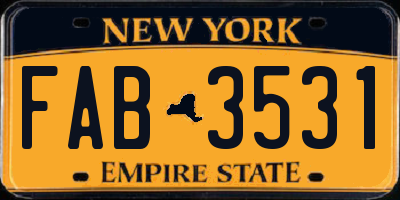 NY license plate FAB3531