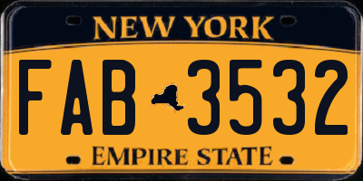 NY license plate FAB3532