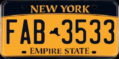 NY license plate FAB3533