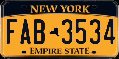 NY license plate FAB3534