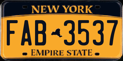 NY license plate FAB3537