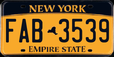 NY license plate FAB3539