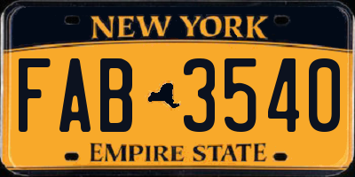 NY license plate FAB3540