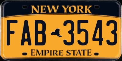 NY license plate FAB3543