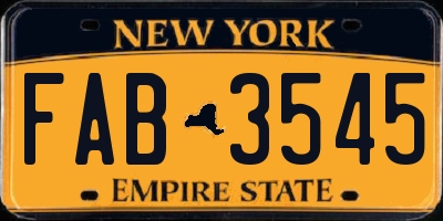 NY license plate FAB3545