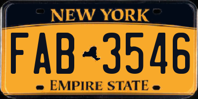 NY license plate FAB3546