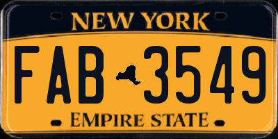 NY license plate FAB3549