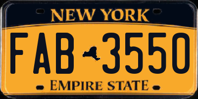 NY license plate FAB3550