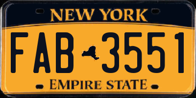 NY license plate FAB3551