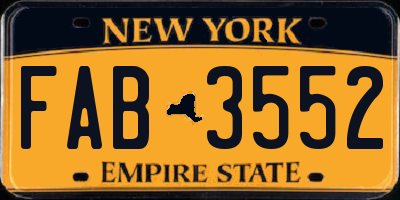 NY license plate FAB3552