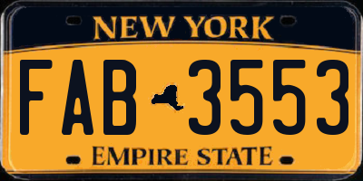 NY license plate FAB3553