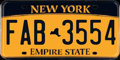 NY license plate FAB3554