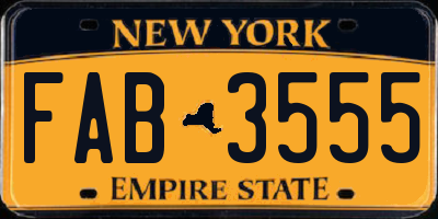 NY license plate FAB3555