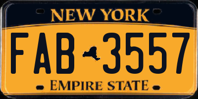 NY license plate FAB3557