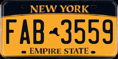 NY license plate FAB3559