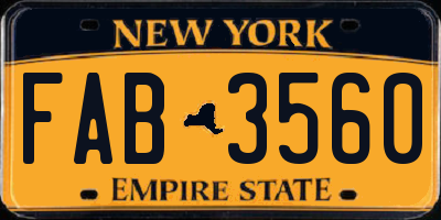 NY license plate FAB3560