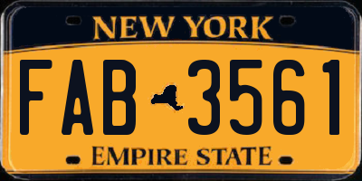 NY license plate FAB3561