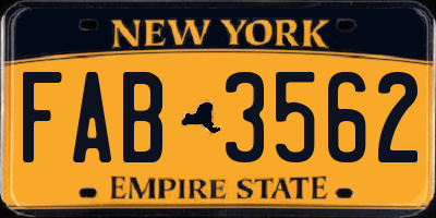 NY license plate FAB3562