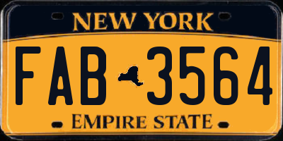 NY license plate FAB3564