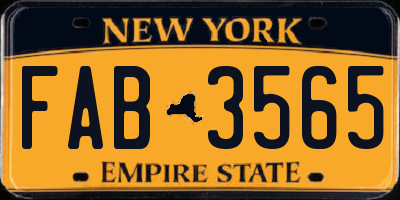 NY license plate FAB3565